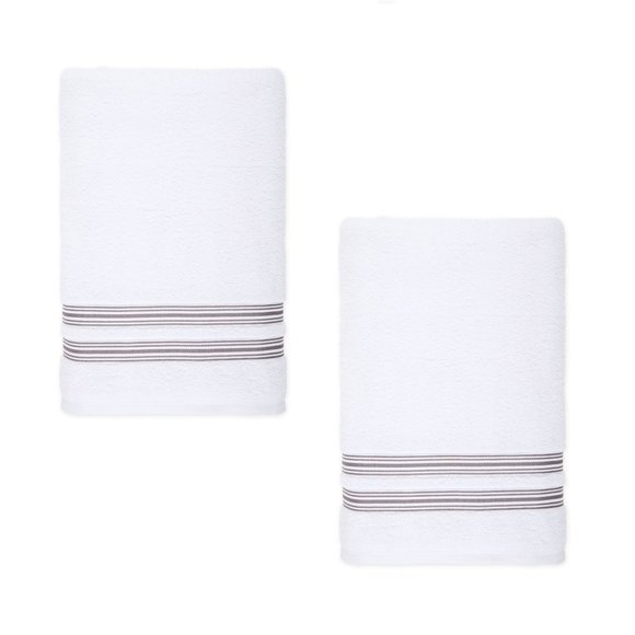 Nestwell Other - 2 DAPPER GRAY STRIPE Nestwell 100% Hygro Cotton 34x68" BATH Sheets (new towels)